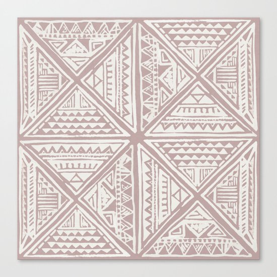 Simply Tribal Tile in Red Earth on Lunar Gray Canvas Print