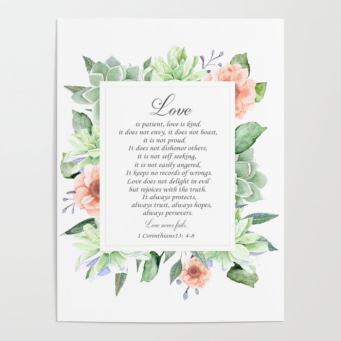 Love 1 corinthians 13 bible verse Poster