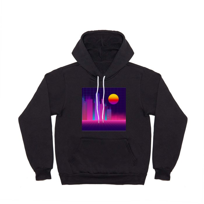 neon synthwave city Hoody