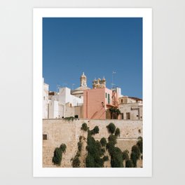 Italy pink house | Architecture travel photography print Puglia | Pastel wall art Art Print Art Print | Blue, Cityescape, City, Italy, Film, Wanderlust, Digital, Architecture, Color, Green 