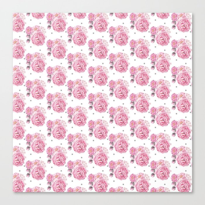 Botanical pink gray geometric elegant peonies floral Canvas Print