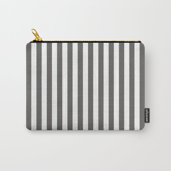 Pantone Pewter Gray & White Stripes, Wide Vertical Line Pattern Carry-All Pouch