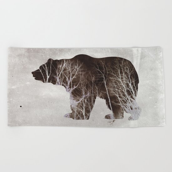 Bear in the Woods Beach Towel