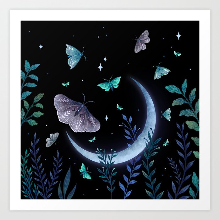 Moth Garden Art Print