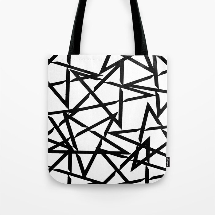 Interlocking Black Star Polygon Shape Design Tote Bag by taiche