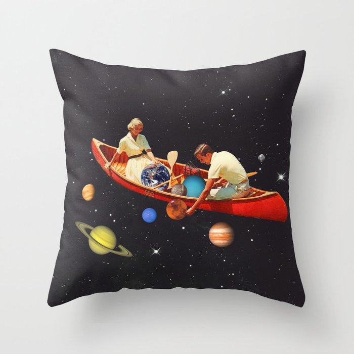 Big Bang Generation - A romantic boat ride amongst planets & stars in space Throw Pillow