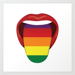 LBGT Rainbow Tongue Out and Red Lip Art Print | Violet, Orange, Lbgt, Purple, Teeth, Rainbow, Yellow, Graphicdesign, Digital, Red Lip 