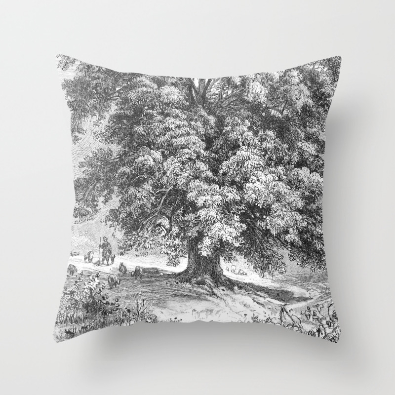 Linden Tree Print From 1800 S Encyclopedia Throw Pillow By Elle Be Society6