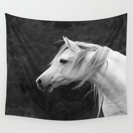 Arabian horse in black and white Wall Tapestry