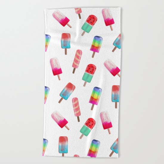 Watercolored Popsicles Beach Towel