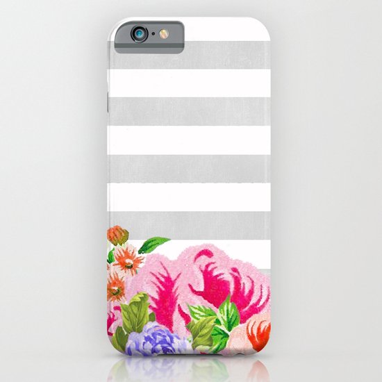 FLORAL GRAY STRIPES iPhone & iPod Case