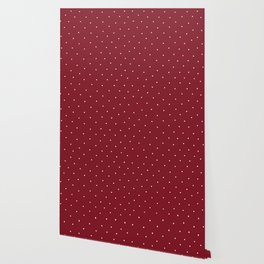 White Dots on Red Christmas Pattern Background Wallpaper