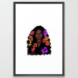 Woman with flowers (no bakcground) Framed Art Print