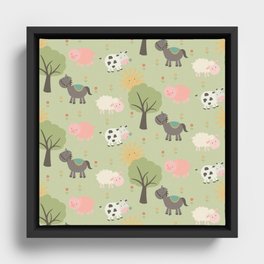 Beautiful Spring Blooms Pattern Framed Canvas