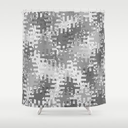 Gray pixels and dots Shower Curtain