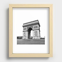 Arc de triomphe, Champs-Élysées, Paris, France black and white photographic cityscape Recessed Framed Print