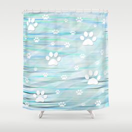 Paw Print Madness (Blue) Shower Curtain