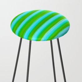 Paint Brush Stripes, Bright Blue and Green Counter Stool