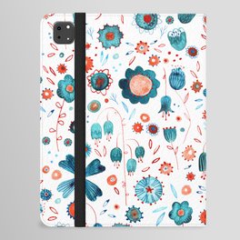 Teal and Orange Watercolor Flower Mashup iPad Folio Case