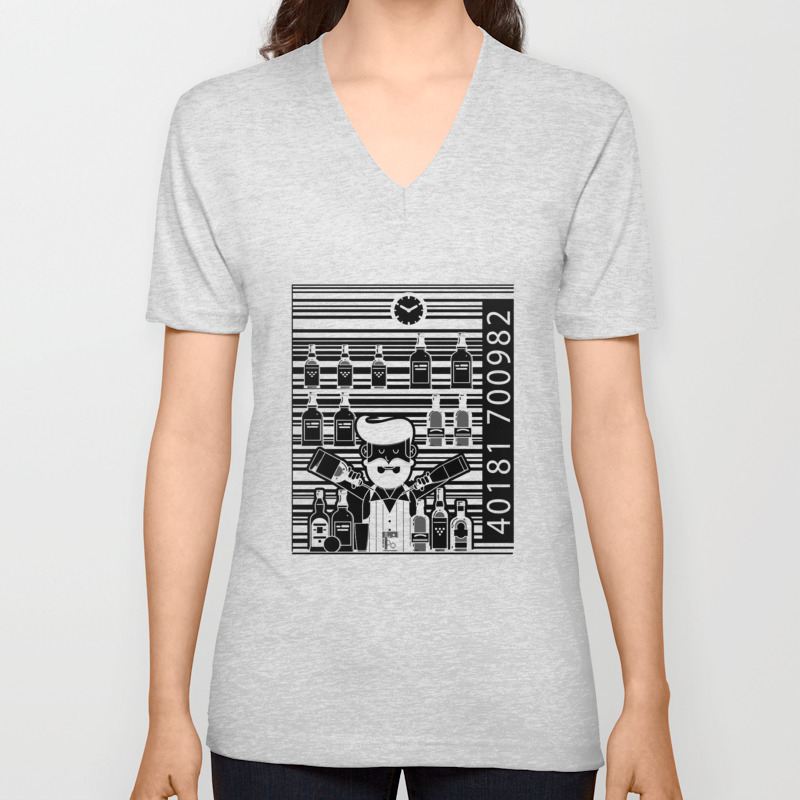 Bar Code Alcohol Hipster Bartender Funny Gift Unisex V Neck By