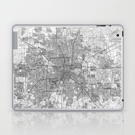 Houston Texas Map (1992) BW Laptop & iPad Skin