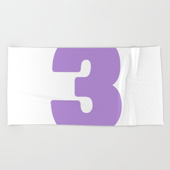 3 (Lavender & White Number) Beach Towel