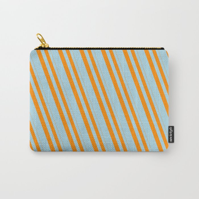 Dark Orange & Light Blue Colored Lined Pattern Carry-All Pouch