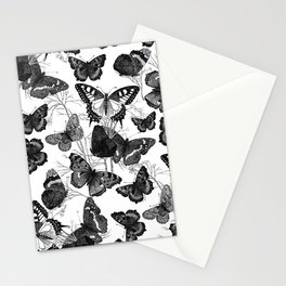 Shabby vintage black white floral butterflies Stationery Card