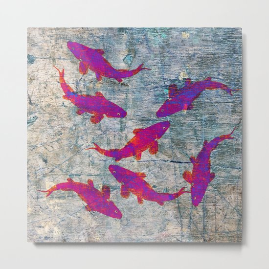 Koi Carps WW Metal Print