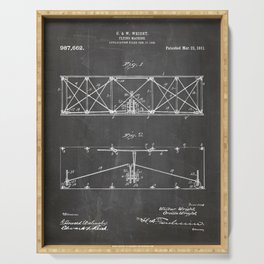 Wright Brother'S Plane Patent - Aviation Art - Black Chalkboard Serving Tray