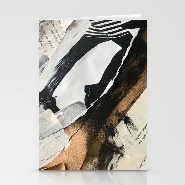 Stay | Collage Series 2 | mixed-media piece in gold, black and white + book pages Stationery Cards
