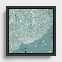 Toronto - City Map - Terrazzo Framed Canvas