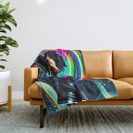 Beautiful Rainbow Woman With Dreads Throw Blanket