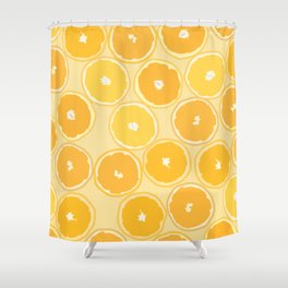 Oranges - Orange Summer Vibe Pattern on Yellow Shower Curtain