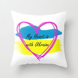 My Heart is with Ukraine Throw Pillow