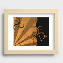 Orange and black composition with branches and filigrees Recessed Framed Print