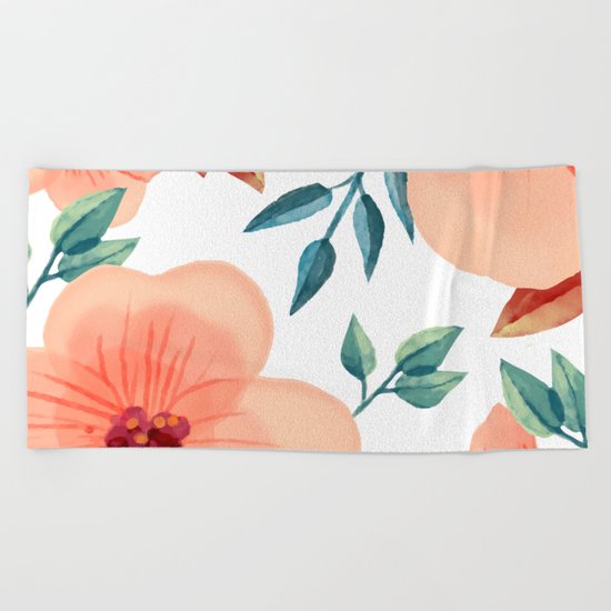 FLOWERS WATERCOLOR 2 Beach Towel