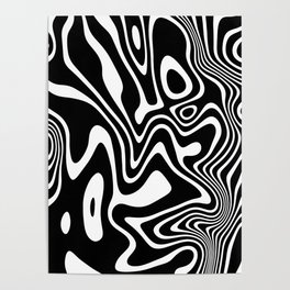 Retro Shapes And Lines Black And White Optical Art Poster