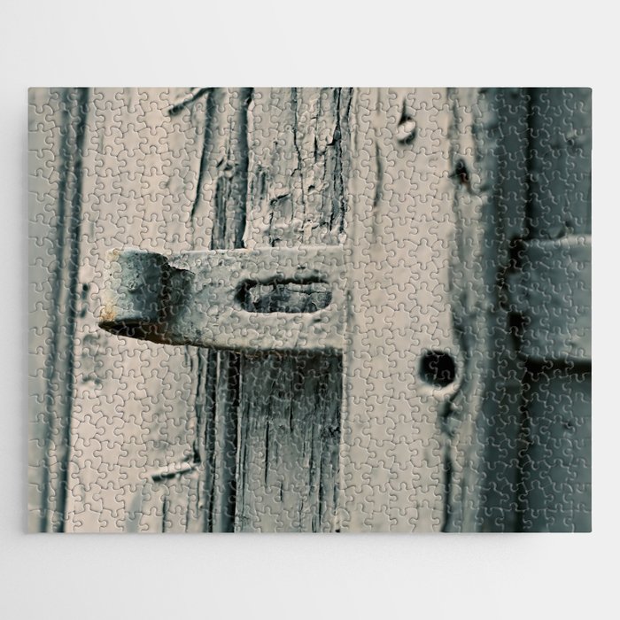 Detail of a old handle on an pastel green barn door | Street & Macro Photography | Fine Art Photo Print Jigsaw Puzzle