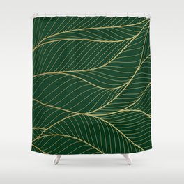Green emerald with gold lines Shower Curtain