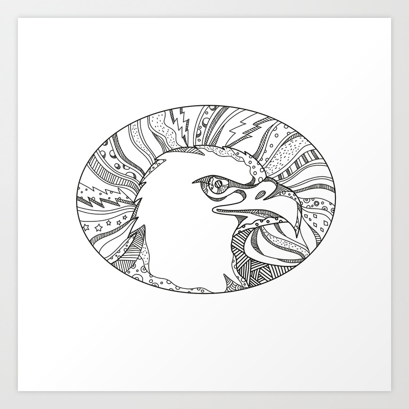 Bald Eagle Head Doodle Art Art Print By Patrimonio Society6