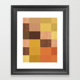 Fall Mustard Orange Golden Brown Checkered Gingham Patchwork Color Framed Art Print