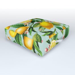 Fresh Summer Lemons Outdoor Floor Cushion