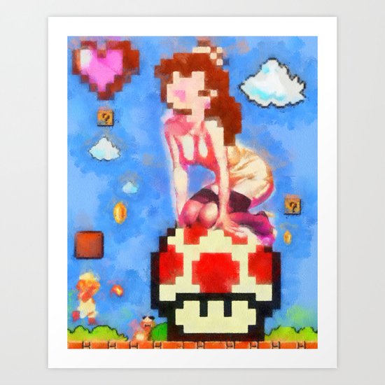 princess peach pinup #8 Art Print