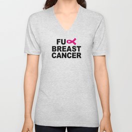 Fuck Breast Cancer Black Logo V Neck T Shirt