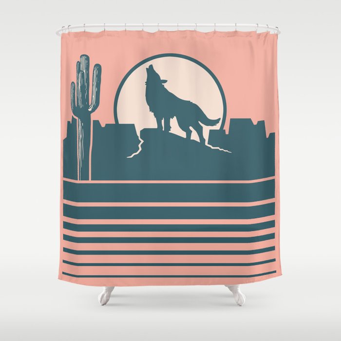 Howling at the Moon Landscape 233 Beige Green and Dusty Rose Shower Curtain