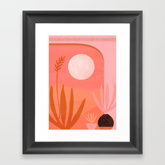 Pink Desert Whimsical Landscape Framed Art Print