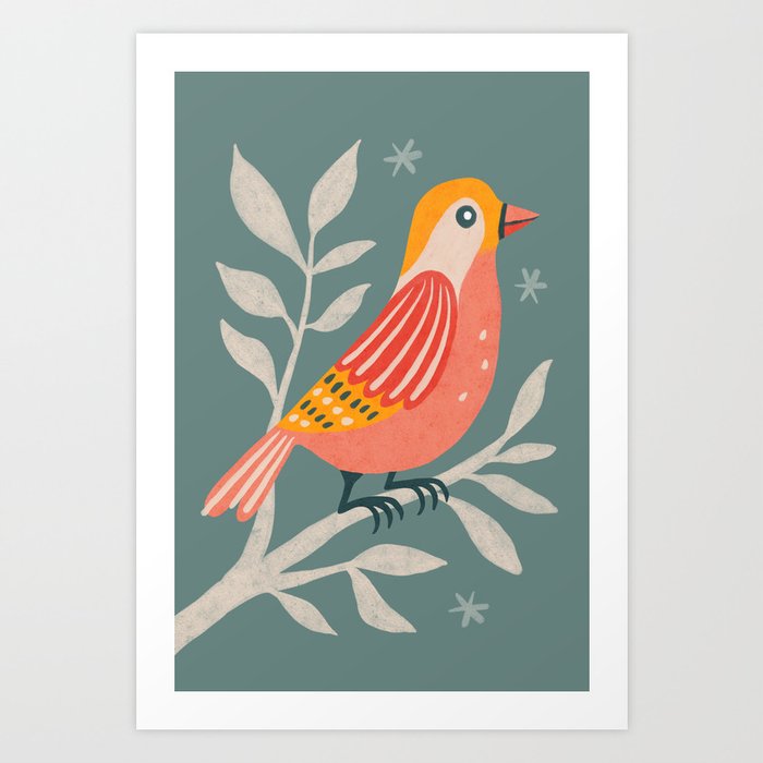 Cute forest bird Art Print