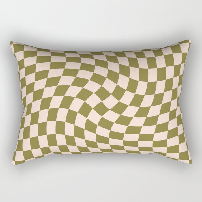 Check VI - Green Twist — Checkerboard Print Rectangular Pillow