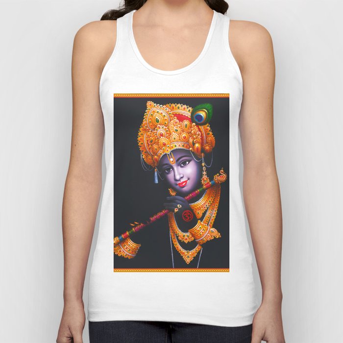 Lord Krishna Playing Flute Painting Tank Top